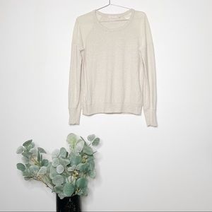 Athleta Cream Mesh Shoulder Pullover